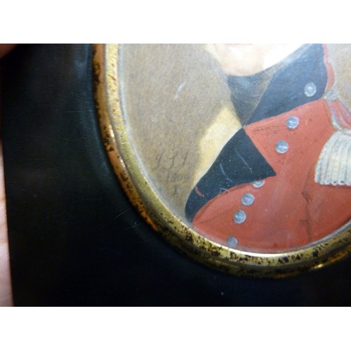 29 - TWO NINETEENTH CENTURY PORTRAIT MINIATURES, one by JOHN JUNIOR SMART, of an unidentified officer, pr... 