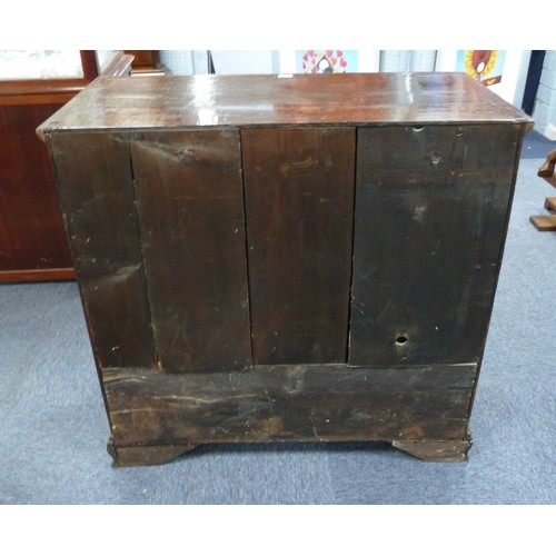 78 - GEORGE III OAK AND MAHOGANY CROSSBANDED CHEST OF DRAWERS, the oblong top above two short and three l... 