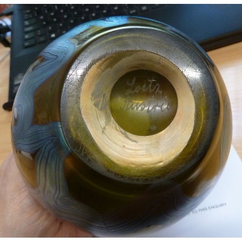 145 - LOETZ, AUSTRIA, ‘PHANOMEN’ IRIDESCENT GLASS VASE, of baluster form with waisted neck, worked in tone... 