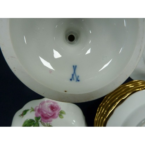 148 - THIRTY FOUR PIECE MODERN MEISSEN ‘PINK ROSE’ PATTERN PORCELAIN AFTERNOON TEA SERVICE FOR SIX PERSONS... 