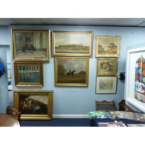 166B - JOHN NOST SARTORIUS (1759-1828)OIL ON RELINED CANVASMan on a bay horse riding with a terrier dog fol... 