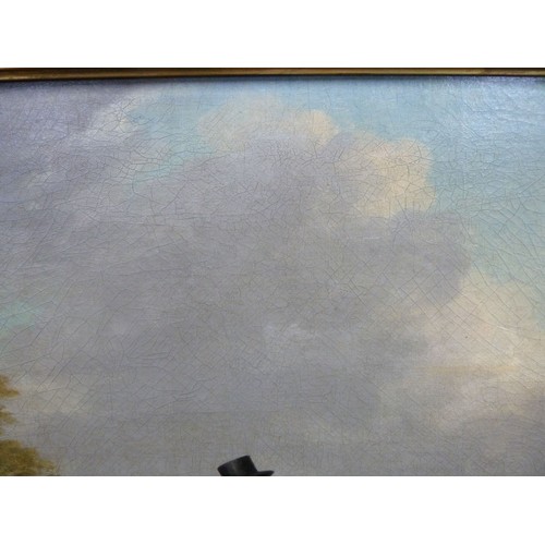 166B - JOHN NOST SARTORIUS (1759-1828)OIL ON RELINED CANVASMan on a bay horse riding with a terrier dog fol... 