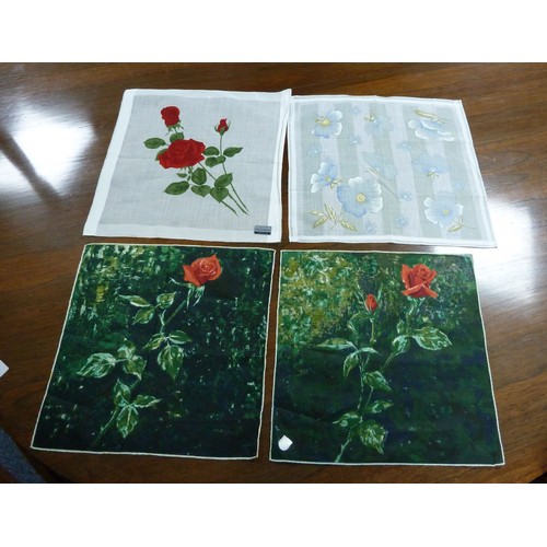 102 - 32 PRINTED SILK HANDKERCHIEFS, mainly floral, but some pictorial, approximately 12