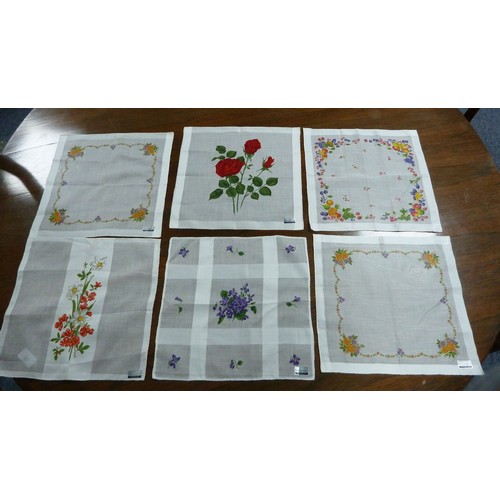 102 - 32 PRINTED SILK HANDKERCHIEFS, mainly floral, but some pictorial, approximately 12