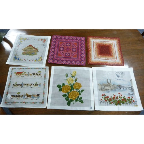 102 - 32 PRINTED SILK HANDKERCHIEFS, mainly floral, but some pictorial, approximately 12