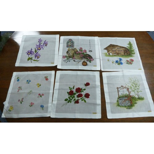 102 - 32 PRINTED SILK HANDKERCHIEFS, mainly floral, but some pictorial, approximately 12