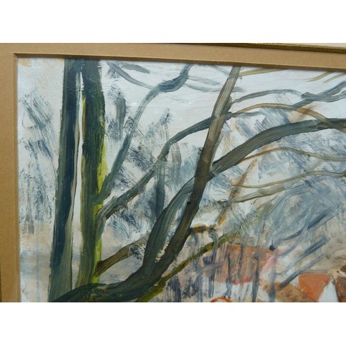 196 - CAREL WEIGHT (1908-1997) OIL ON PAPER Street scene with figures Signed 9 ½” x 13 ½” (24.1cm x 34.3cm... 