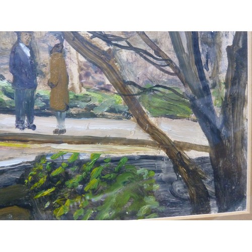 196 - CAREL WEIGHT (1908-1997) OIL ON PAPER Street scene with figures Signed 9 ½” x 13 ½” (24.1cm x 34.3cm... 