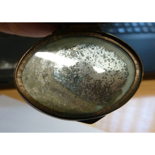 27 - 18TH CENTURY OVAL ENAMEL PATCH BOX painted in colours with flowers between laurel and fern fronds, o... 