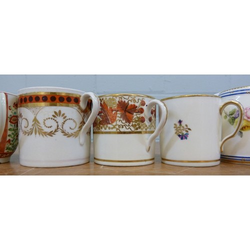 164 - COLLECTION OF TWELVE NINETEENTH CENTURY PORCELAIN COFFEE CANS, including a SET OF THREE and a PAIR, ... 