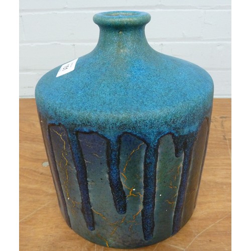 151 - VINTAGE ITALIAN STUDIO POTTERY BROAD CYLINDRICAL VASE with narrow neck, decorated in a CRYSTALLINE B... 