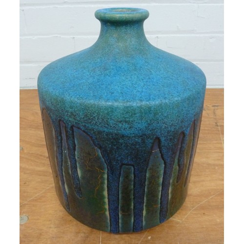 151 - VINTAGE ITALIAN STUDIO POTTERY BROAD CYLINDRICAL VASE with narrow neck, decorated in a CRYSTALLINE B... 