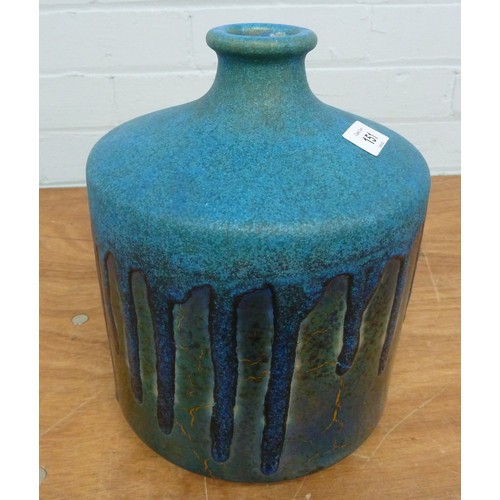 151 - VINTAGE ITALIAN STUDIO POTTERY BROAD CYLINDRICAL VASE with narrow neck, decorated in a CRYSTALLINE B... 
