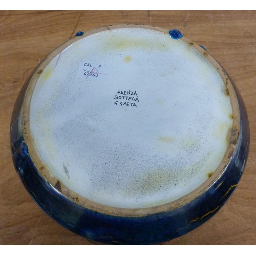 151 - VINTAGE ITALIAN STUDIO POTTERY BROAD CYLINDRICAL VASE with narrow neck, decorated in a CRYSTALLINE B... 