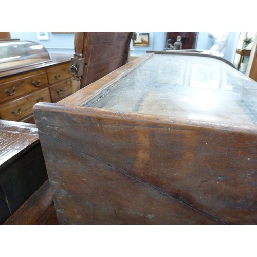 11 - TWO SIMILAR LATE VICTORIAN CHEMIST SHOP DISPLAY CASES, enclosed with rounded front glass lift up top... 