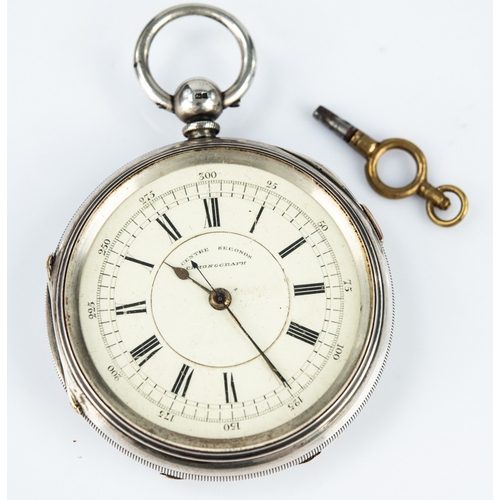 45 - THOMAS RUSSELL, LIVERPOOL, VICTORIAN SILVER CENTRE SECOND CHRONOGRAPH, with key wind movement, roman... 