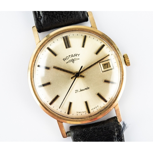 40 - A GENT’S ROTARY, SWISS 9ct GOLD WRISTWATCH, with 21 jewels movement, circular champagne dial with ba... 