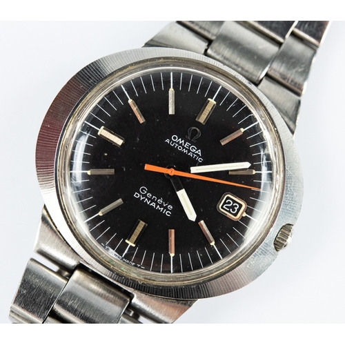 1 - GENT'S OMEGA 'DYNAMIC' AUTOMATIC WRIST WATCH with black circular dial with batons, red centre second... 
