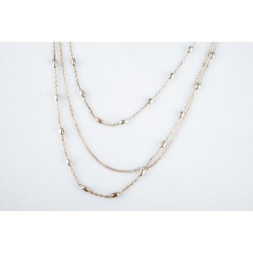 146 - SILVER (925 MARK) TRIPLE STRAND FINE CHAIN AND TINY SILVER BEAD NECKLACE, in associated cardboard bo... 
