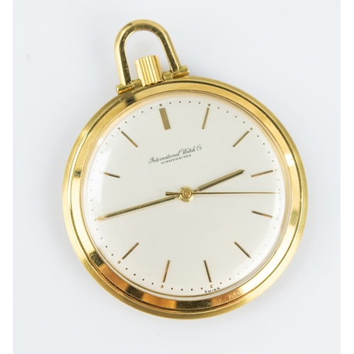 30 - INTERNATIONAL WATCH CO., SHAFFHAUSEN, 18ct GOLD OPEN FACED DRESS POCKET WATCH with keyless movement,... 