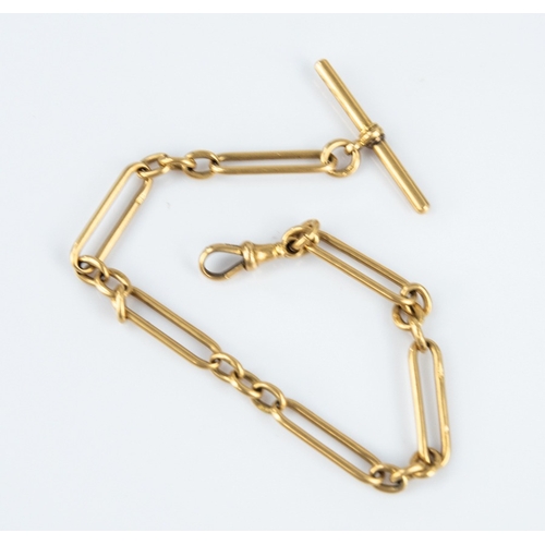 120 - 18ct GOLD ALBERT WATCH CHAIN with long and short links, with swivel CLIP and GUARD, 10in (25.5cm) lo... 