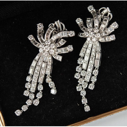 117 - PAIR OF ART DECO PLATINUM AND DIAMOND CLIP EARRINGS set with numerous round brilliant cut small diam... 