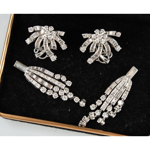 117 - PAIR OF ART DECO PLATINUM AND DIAMOND CLIP EARRINGS set with numerous round brilliant cut small diam... 