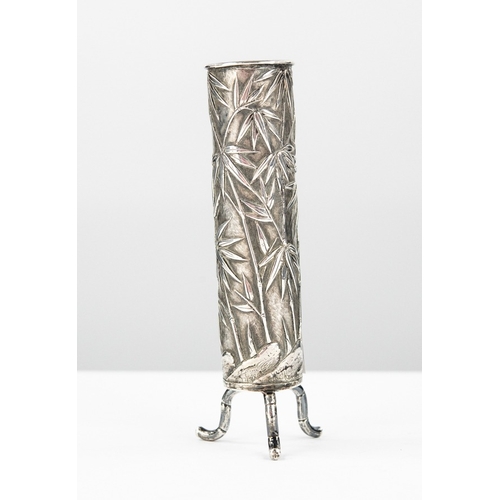 171 - CHINESE SILVER COLOURED METAL (900 STANDARD) SPECIMEN VASE BY WANG HING, of cylindrical for with thr... 