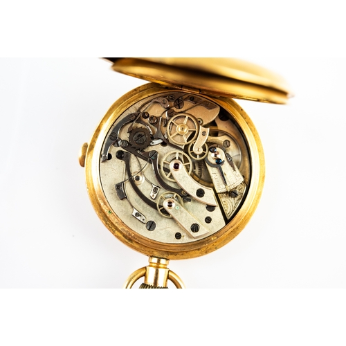 20 - 18K GOLD DEMI HUNTER PICKET WATCH with Swiss keyless movement, circular white Roman dial inscribed S... 