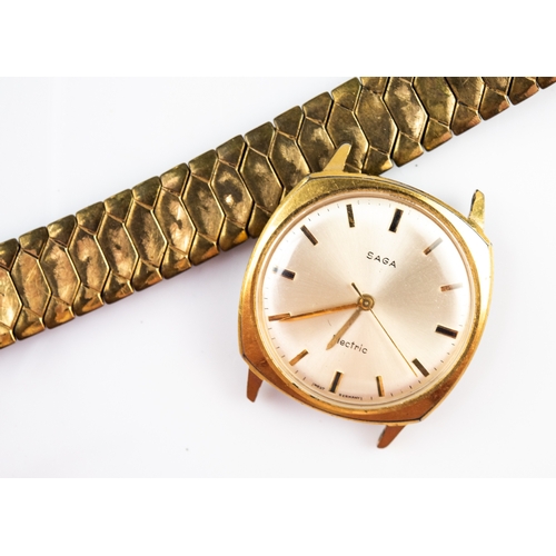 19 - GENT'S TIMEX 'SAGA' ELECTRIC GOLD PLATED WRIST WATCH with circular silvered dial with centre seconds... 