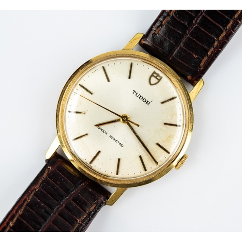 13 - GENT'S ROLEX TUDOR GOLD PLATED SWISS WRISTWATCH, with mechanical movement, circular silvered dial wi... 