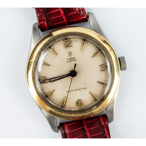 14 - GENT'S ROLEX TUDOR OYSTER AUTOMATIC MID-SIZED WRISTWATCH, with gold plated stainless steel circular ... 