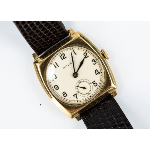 12 - GENT'S ROLEX 9ct GOLD WRISTWATCH, the movement with 15 rubies and patent super balance, the white ar... 