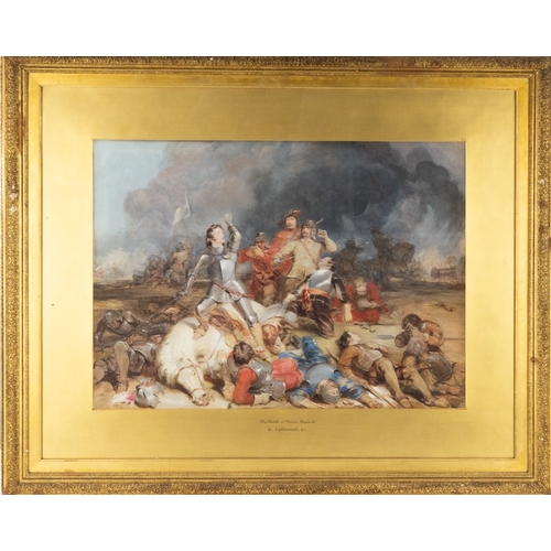 96 - GEORGE CATTERMOLE R I (1800-1868) WATERCOLOUR 'The Death of Prince Rupert' Indistinctly signed lower... 