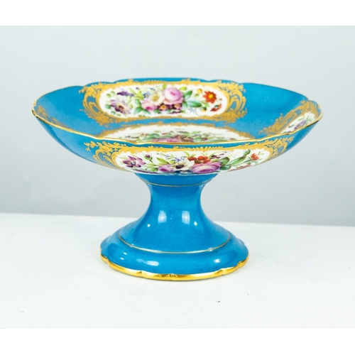 52 - NINETEENTH CENTURY SEVRES STYLE PORCELAIN TAZZA, of typical form with scalloped edge to the bowl, pa... 