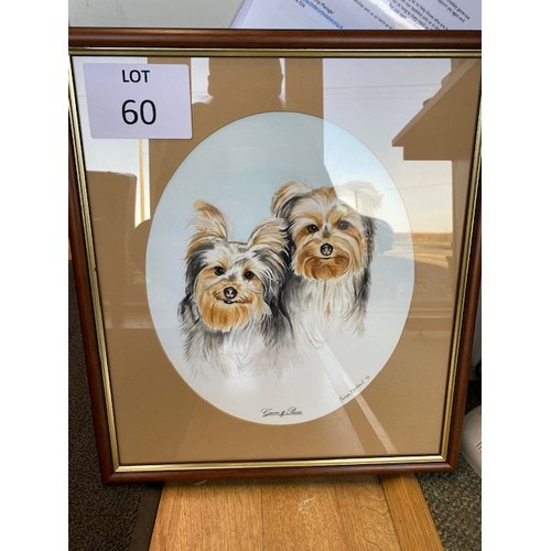 60 - Two Dogs, watercolour painting signed ‘Marion Rowland ‘96’