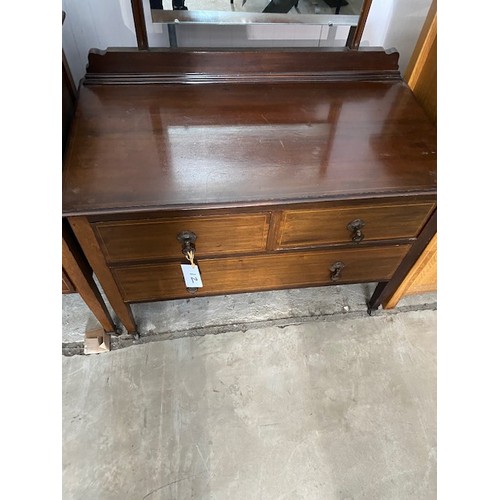 12 - Dark wood dresser & mirror   W93cm, D48cm, H64cm without mirror) approx. Height with mirrow 154cm ap... 