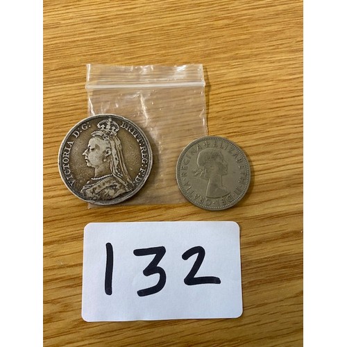 132 - 1891 Silver Crown and 1955 Half Crown