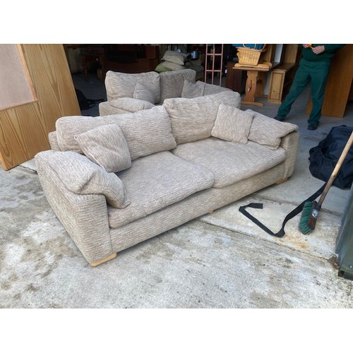 126 - 2 X Two Seater sofa & poufee - oatmeal