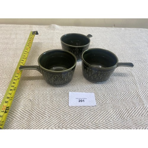201 - 3 x vintage soup bowls & saucers - Staffordshire England