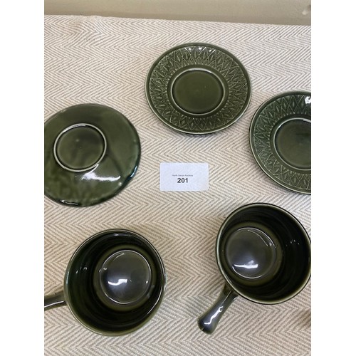 201 - 3 x vintage soup bowls & saucers - Staffordshire England