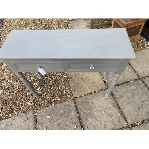 796 - Grey Painted Hall Table – 2 drawer on castors