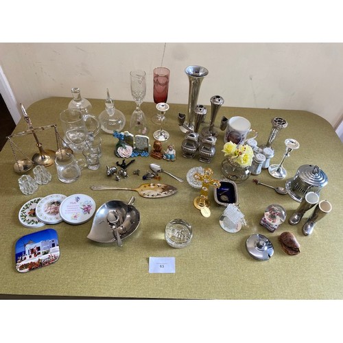 63 - Miscellaneous bric-a-brac including some silver plated & gold plated items - Section S2