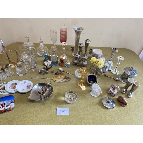 63 - Miscellaneous bric-a-brac including some silver plated & gold plated items - Section S2