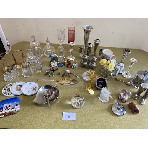 63 - Miscellaneous bric-a-brac including some silver plated & gold plated items - Section S2