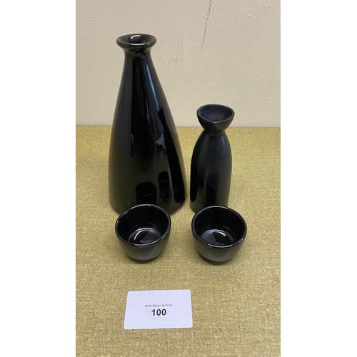 100 - Black Vases & two tiny bowls - Section S10