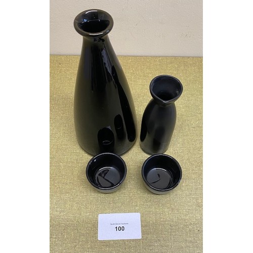 100 - Black Vases & two tiny bowls - Section S10