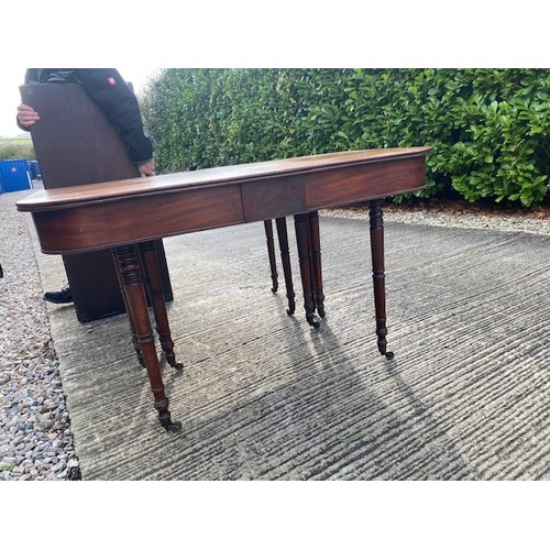 173 - Antique Extending Dining Table on casters / Mahogany 10-12 seat table - Section S8