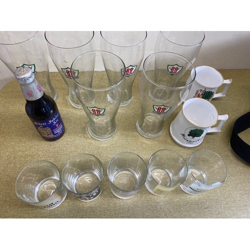 217 - Collection of Vintage whisky glasses, pint glasses 2 x commemorative mugs & Silver Jubilee - Section... 