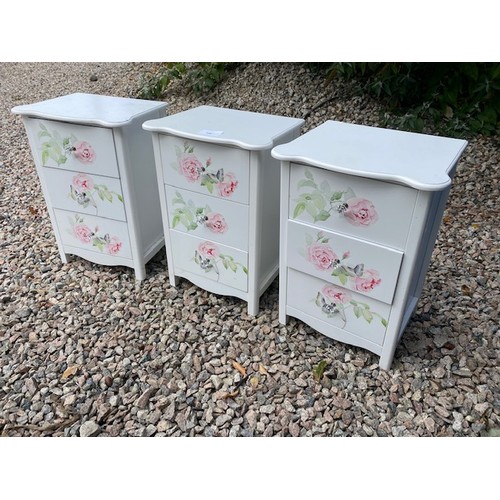 236 - Rose Design Bedside tables x 3 - Section S2